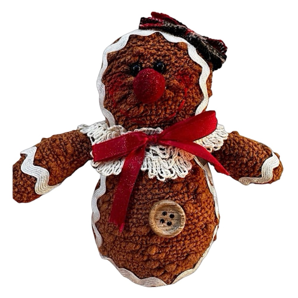 HANNA’S HANDIWORKS Handmade Stuffed Christmas Gingerbread Girl 5” Decor